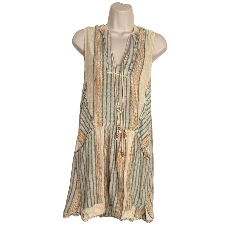 Free People Cream Sleeveless Hooded Dress  EUC. Size med